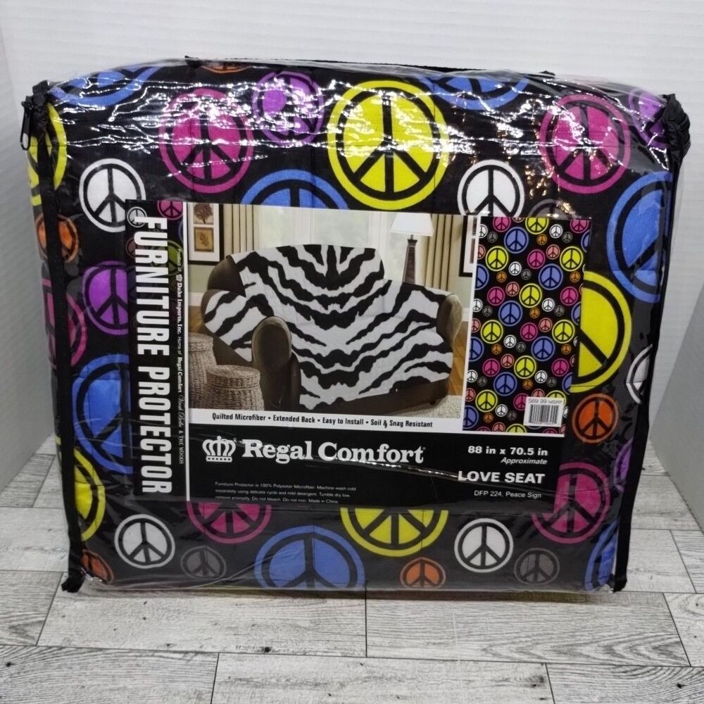 NEW Regal Comfort Love Seat Cover Protector, Peace Sign,  88" x 70.5"